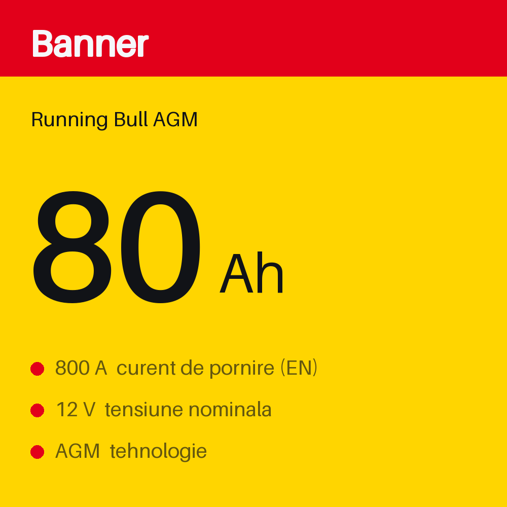 Banner Running Bull AGM 80Ah — eticheta