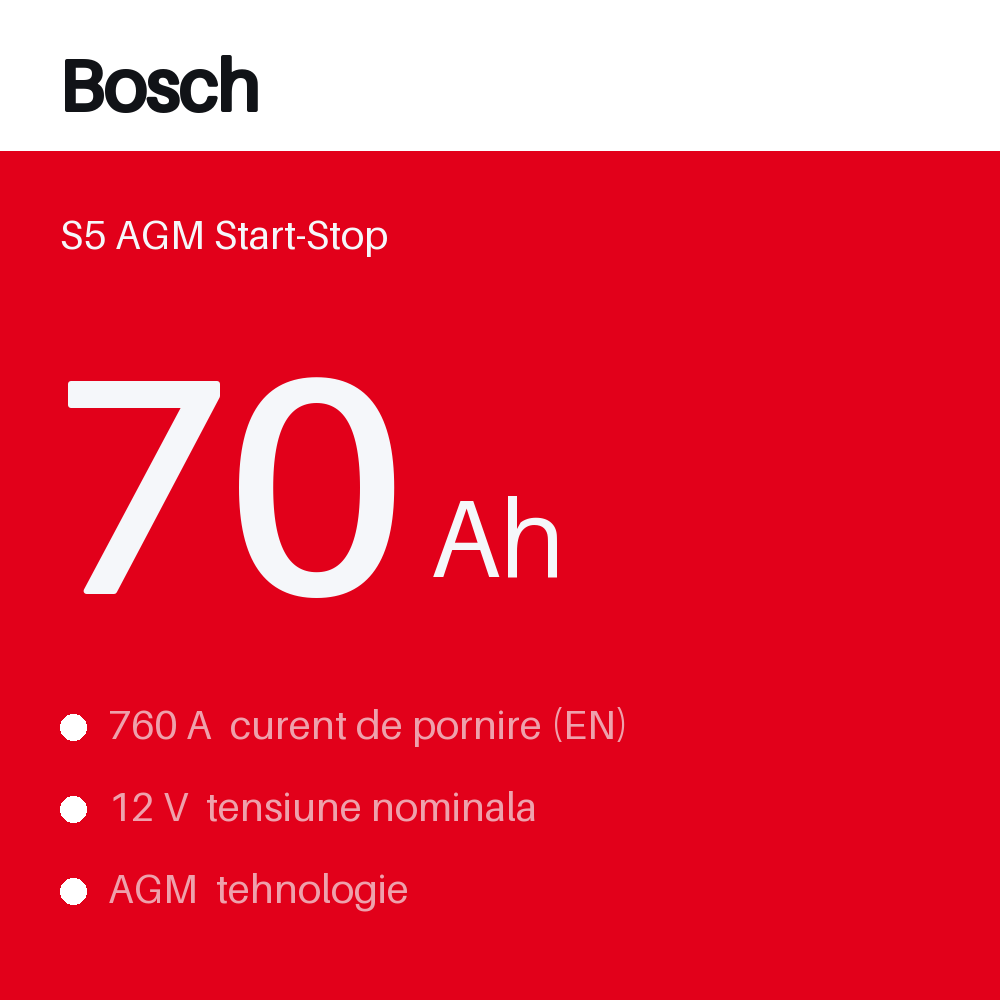 Bosch S5 A08 AGM 70Ah — eticheta