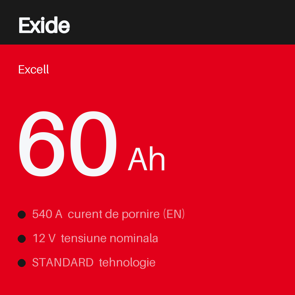 Exide Excell EB602 60Ah — eticheta