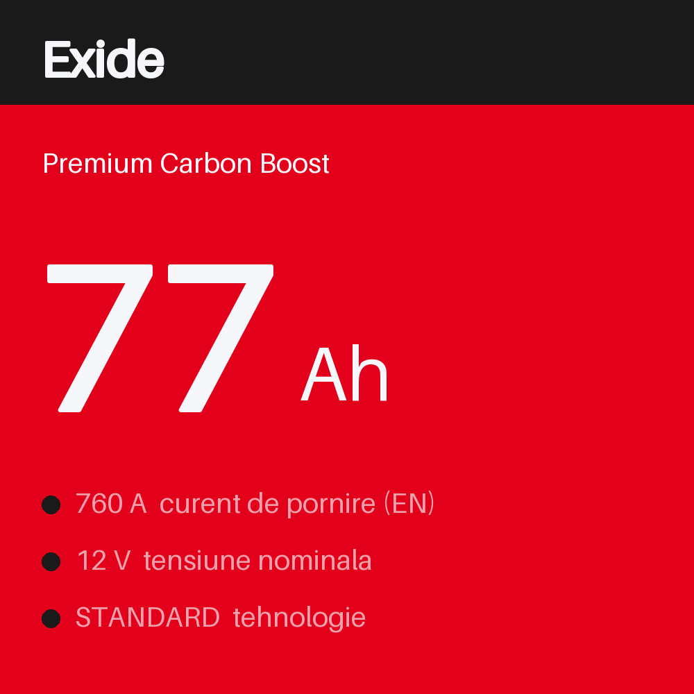 Exide Premium Carbon Boost EA770 77Ah — eticheta