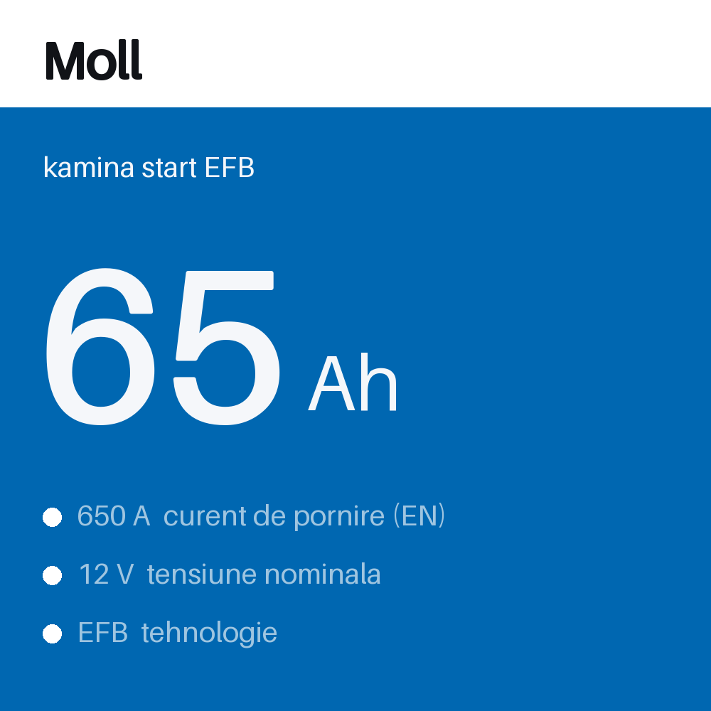 Moll kamina start EFB 65Ah — eticheta