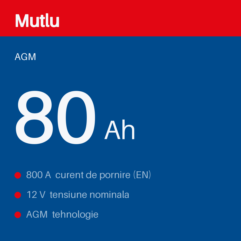 Mutlu AGM Start-Stop 80Ah — eticheta