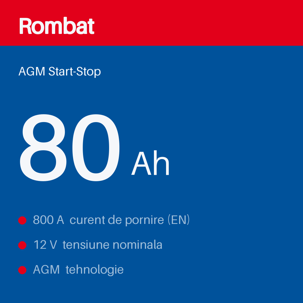 Rombat AGM Start-Stop 80Ah — eticheta