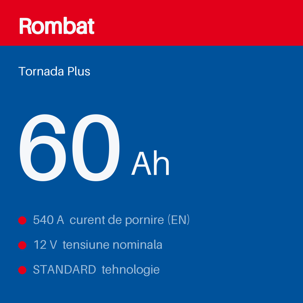 Rombat Tornada Plus 60Ah — eticheta