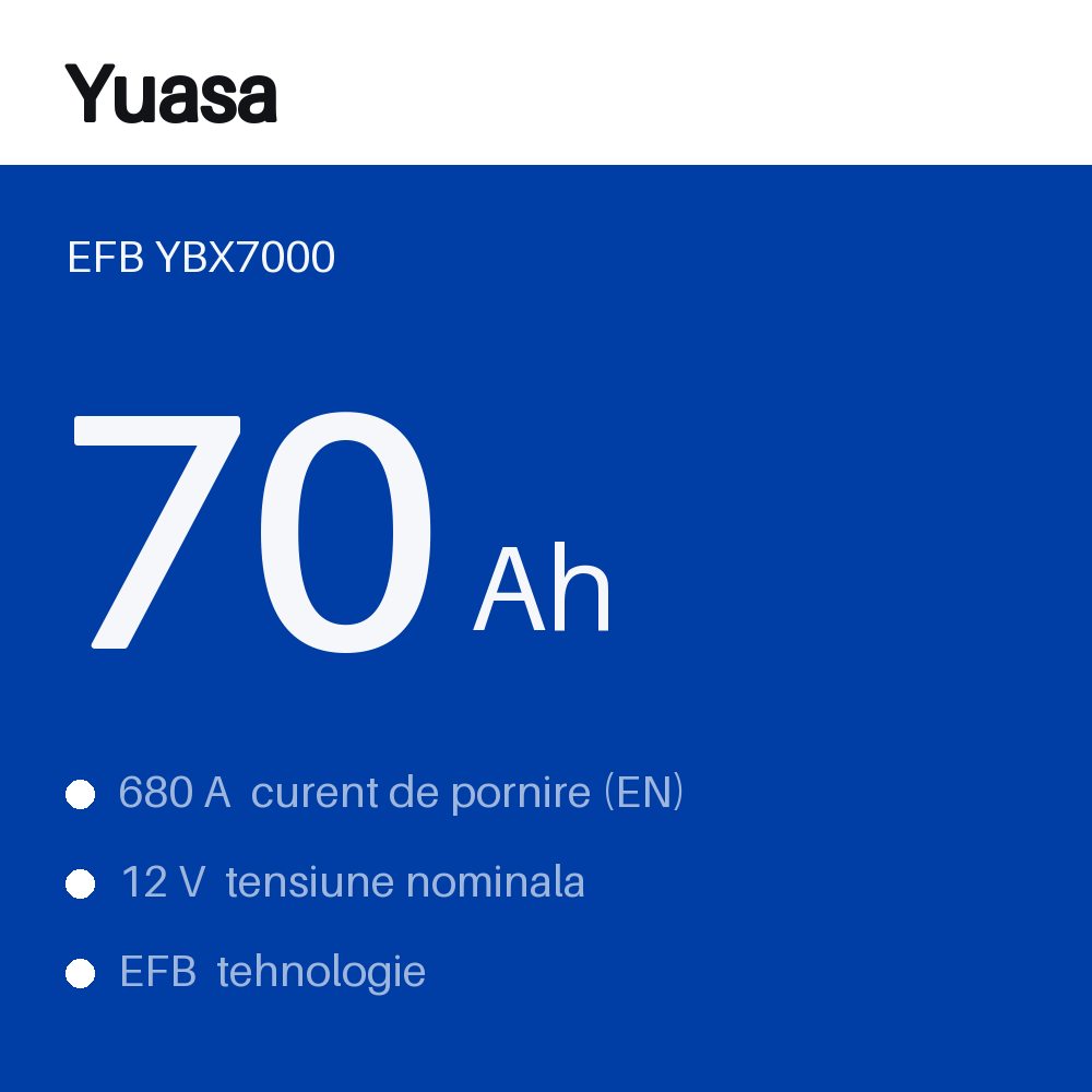 Yuasa EFB YBX7053 70Ah — eticheta