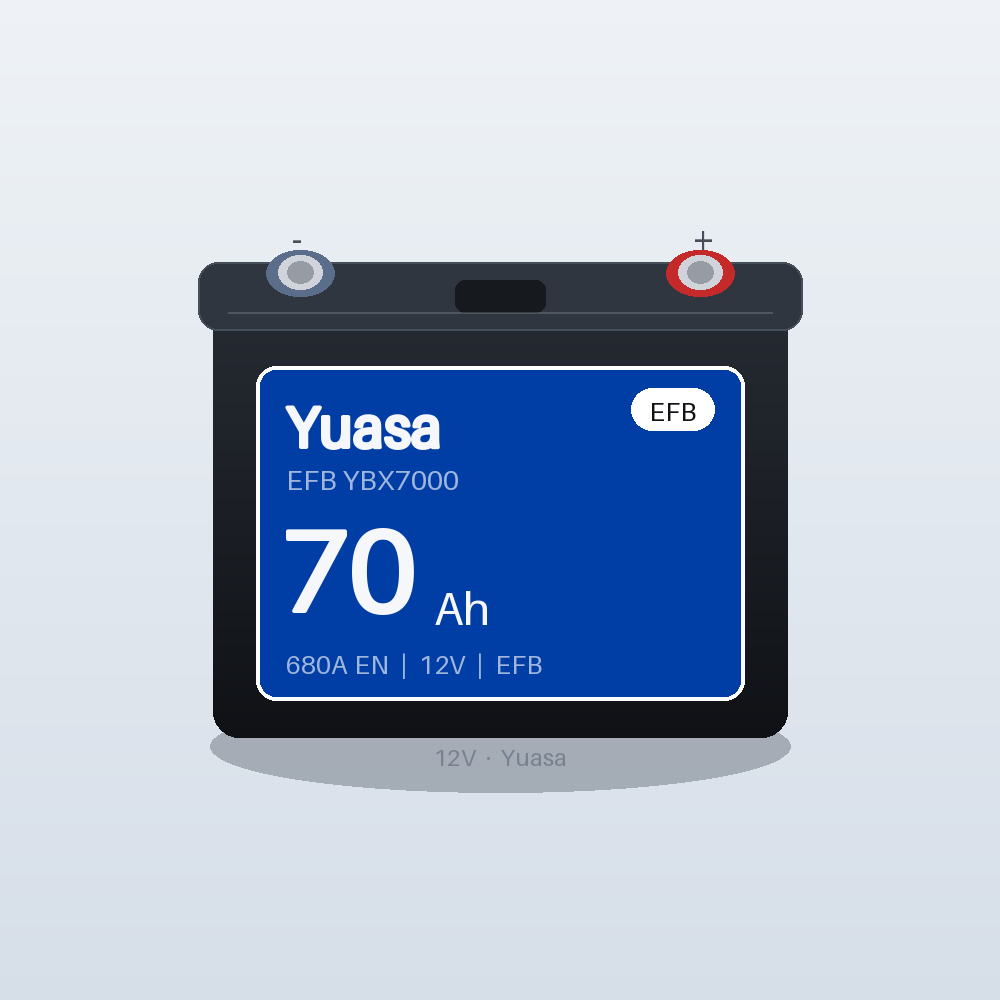 Yuasa EFB YBX7053 70Ah